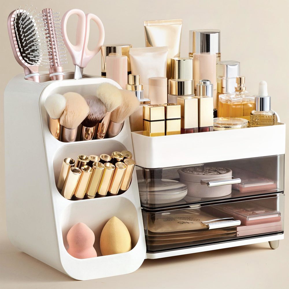 Chic White Cosmetic Storage Case